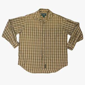 Abercrombie & Fitch Shirt Mens Large Mustard Button Up Plaid Long Sleeve Cotton